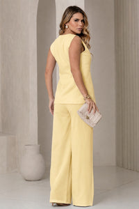 Conjunto Turim Calça Pantalona e Maxi Colete - Amarelo Manteiga