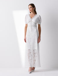 Vestido Renda Strass Fernanda - Off White