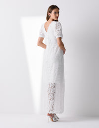 Vestido Renda Strass Fernanda - Off White