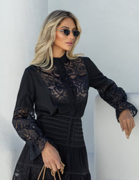 Conjunto Tule Renda Olivia - Preto