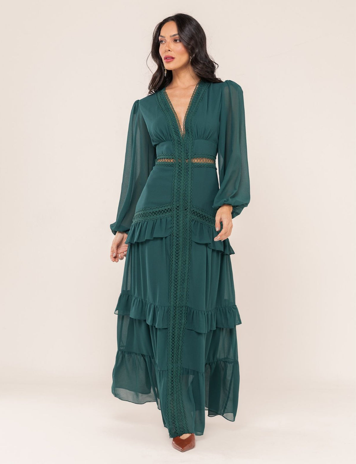 Vestido Decote V Donatela - Verde