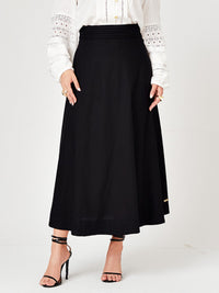 Saia Mamorena Gode em Linho com Pregas na Cintura