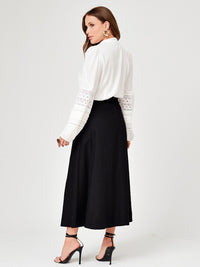 Saia Mamorena Gode em Linho com Pregas na Cintura