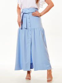 Saia Mamorena Midi em Liocel com Botões