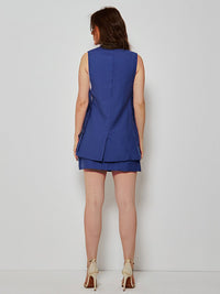 Trijunto Mamorena de Colete e Saia em Tecido Toscana com Top de Malha