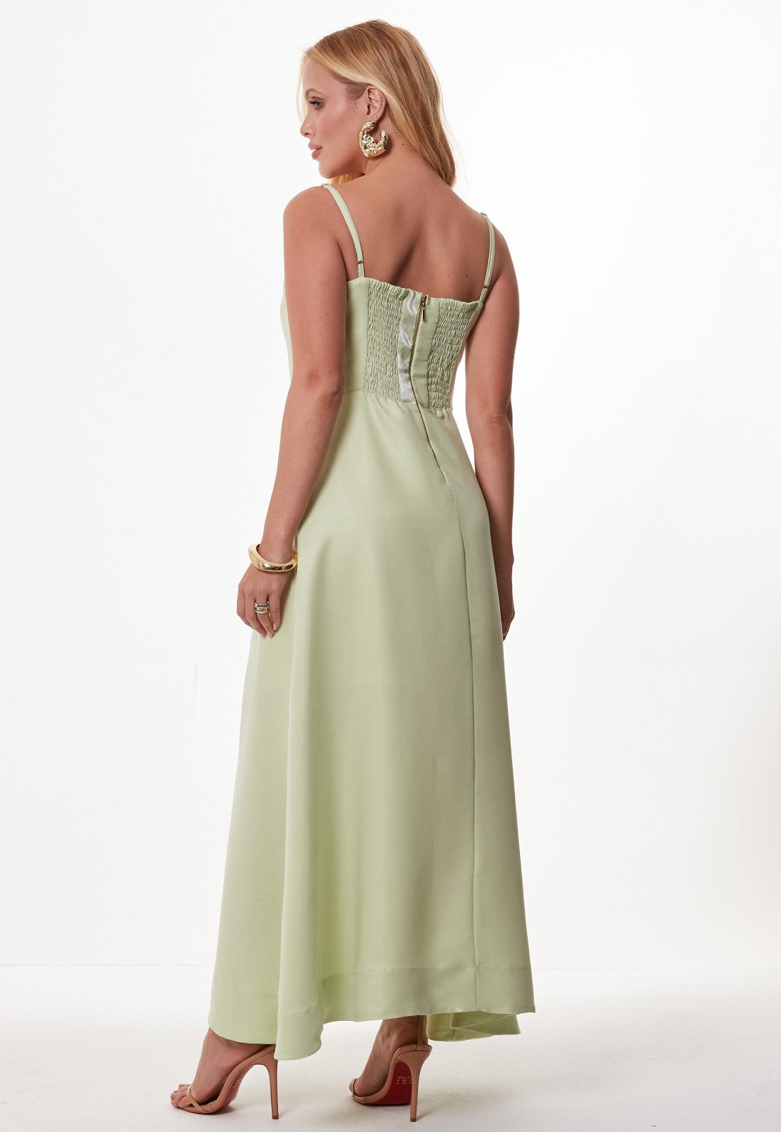 Vestido Mamorena de Alça Midi em Tecido Disco