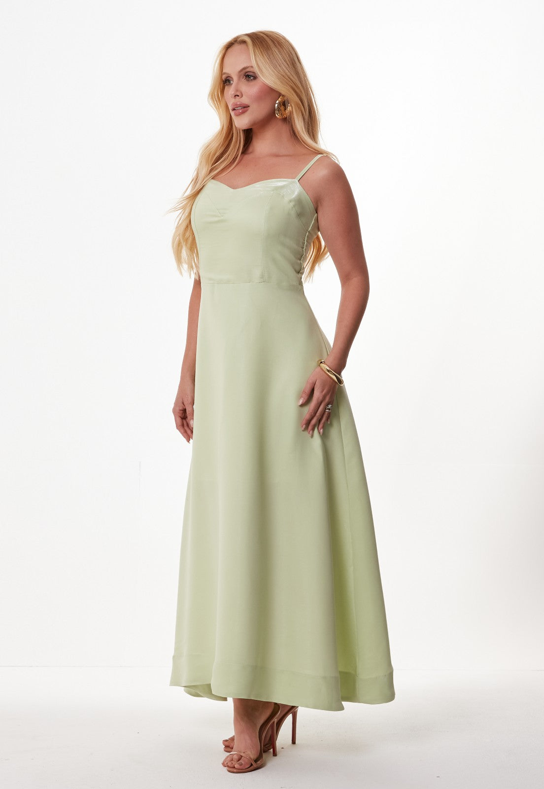 Vestido Mamorena de Alça Midi em Tecido Disco