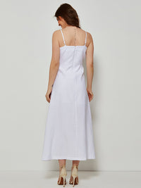 Vestido Mamorena Longuete de Alça em Liocel com Pedras no Decote