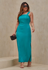 Vestido Mamorena Midi em Viscose Sarjada de Alça Pespontada