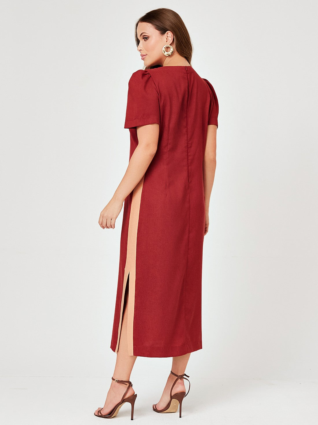 Vestido Mamorena Tubo em Alfaiataria Urban com Faixa na Lateral