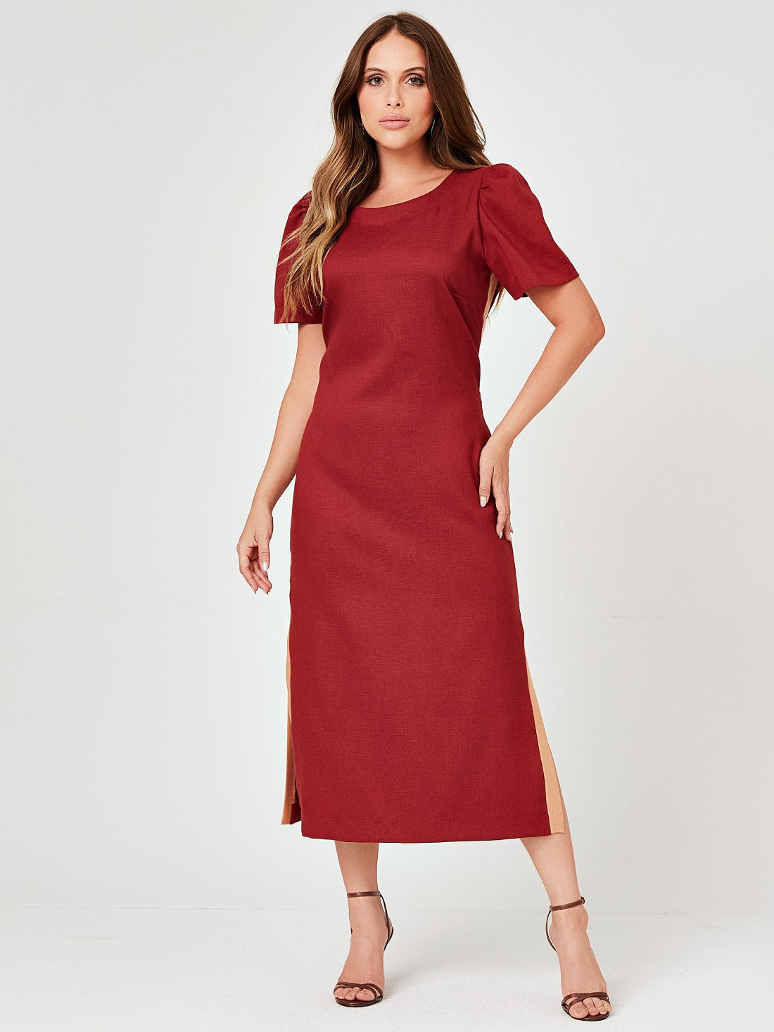 Vestido Mamorena Tubo em Alfaiataria Urban com Faixa na Lateral