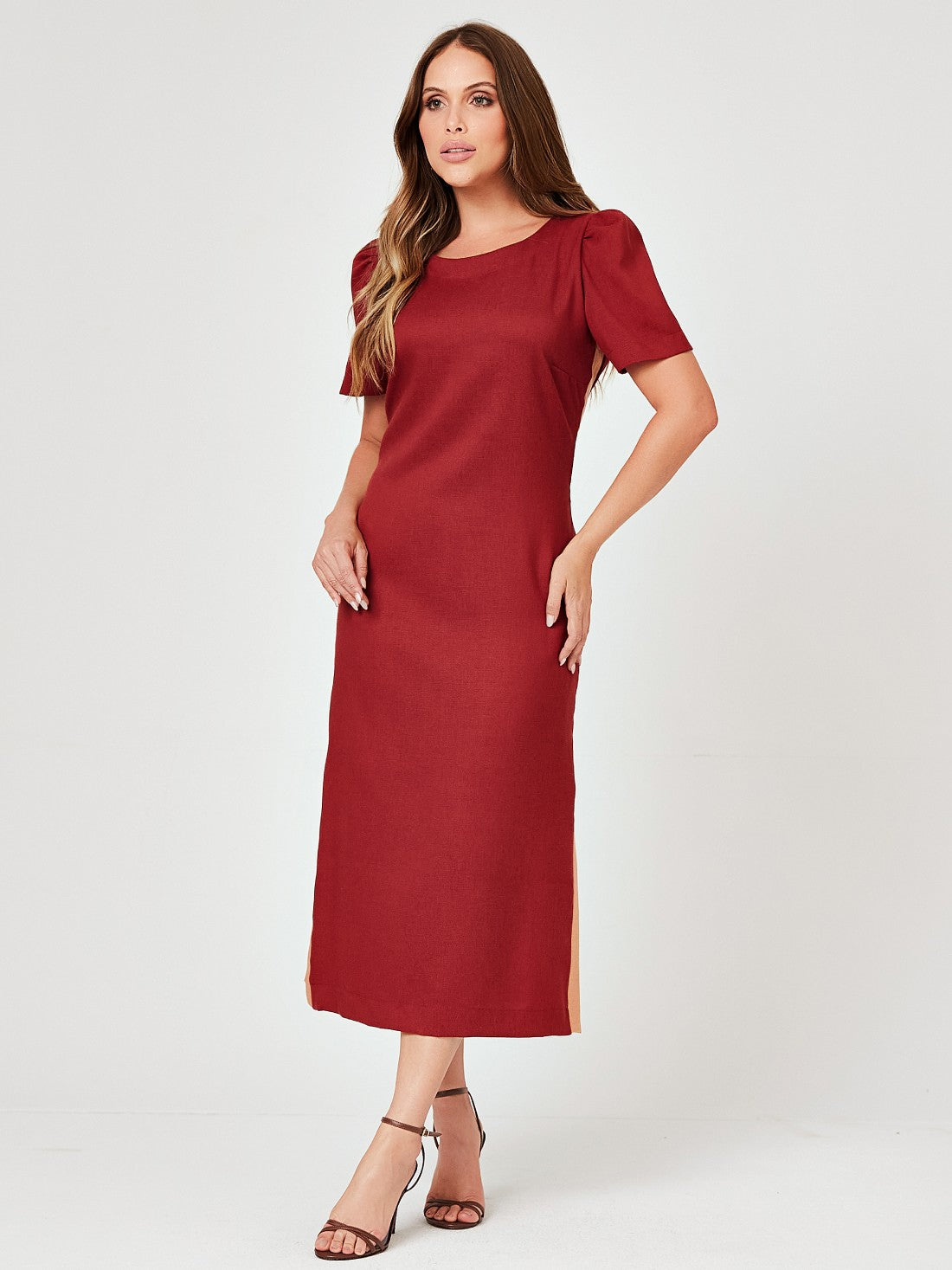 Vestido Mamorena Tubo em Alfaiataria Urban com Faixa na Lateral