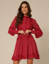 Vestido Chemise Babados Sarah - Vinho