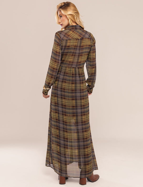 Vestido Sora Xadrez - Marrom