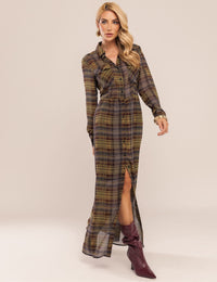 Vestido Sora Xadrez - Marrom