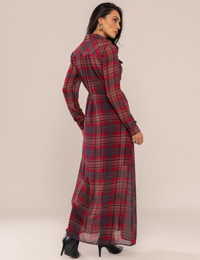 Vestido Sora Xadrez - Vinho