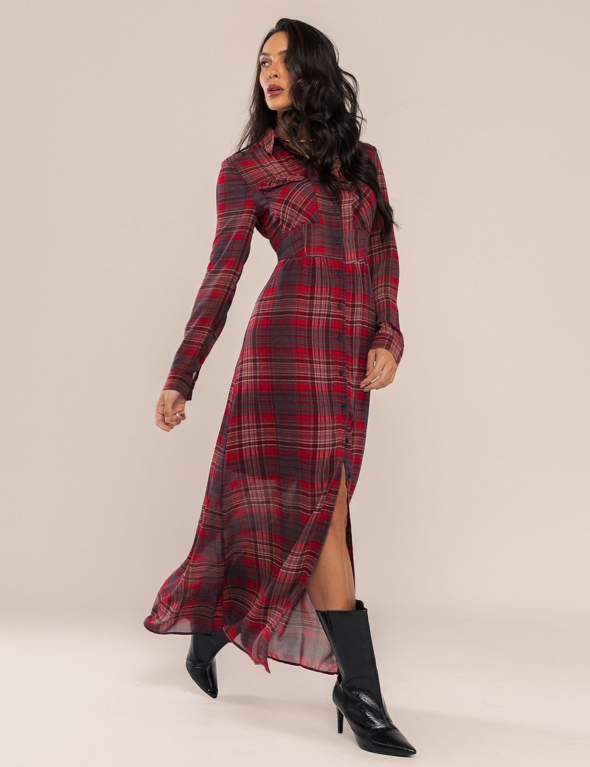 Vestido Sora Xadrez - Vinho