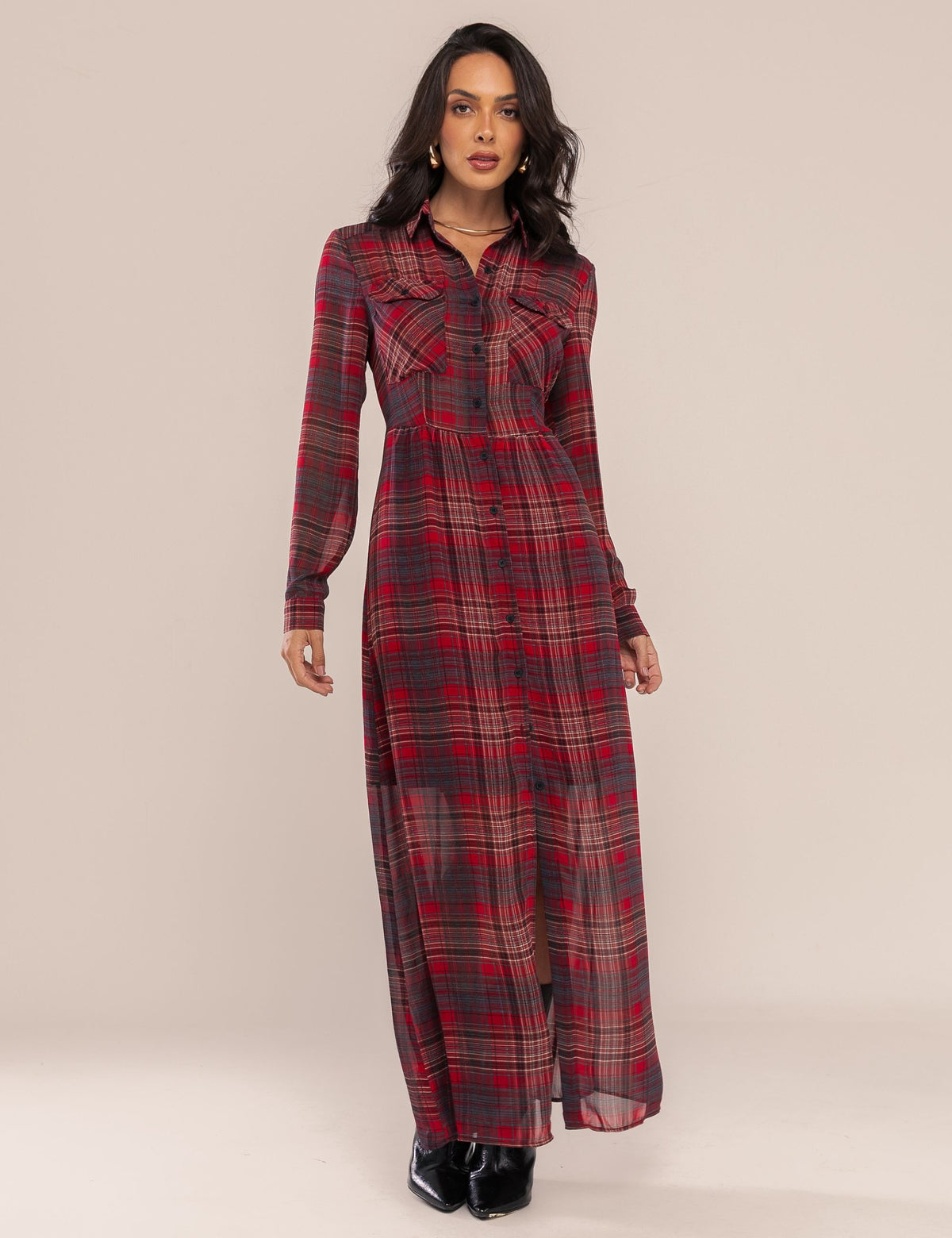 Vestido Sora Xadrez - Vinho
